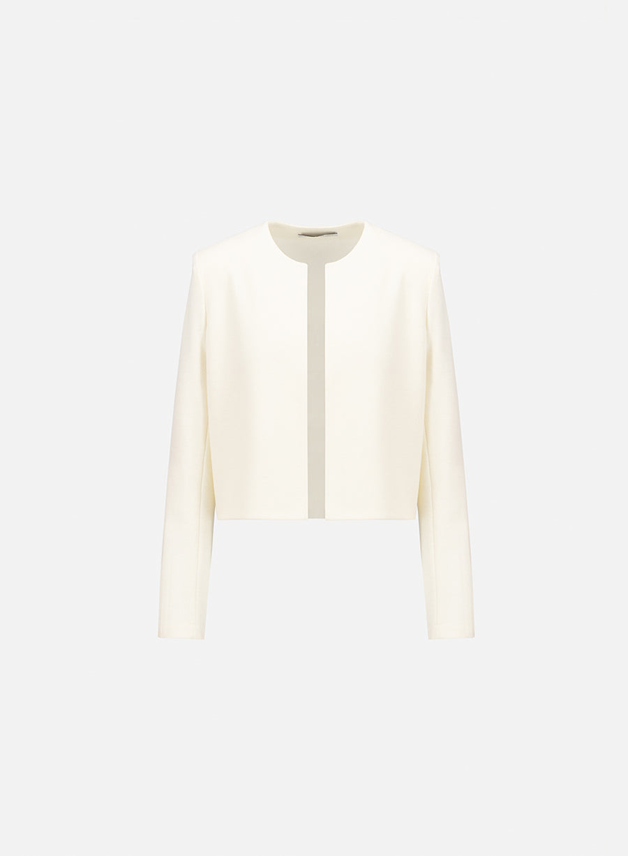 Collarless jacket superfine merino