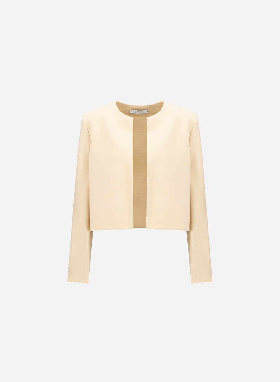 Collarless jacket superfine merino