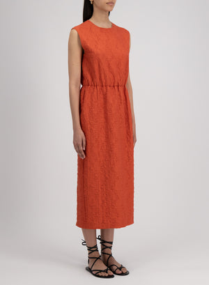 gathered midi dress crinkle