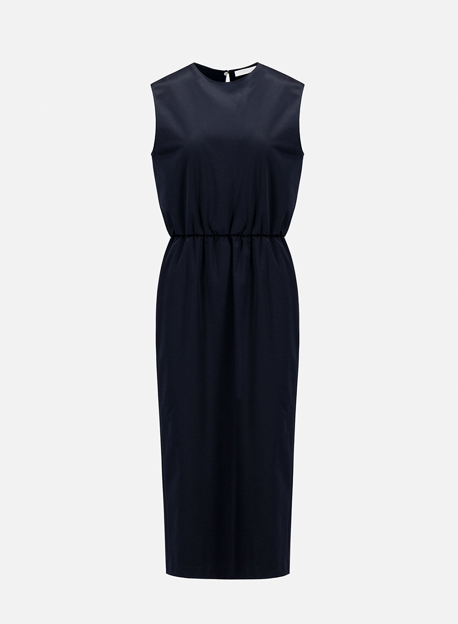 Gathered midi dress satin