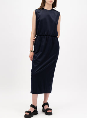 Gathered midi dress satin