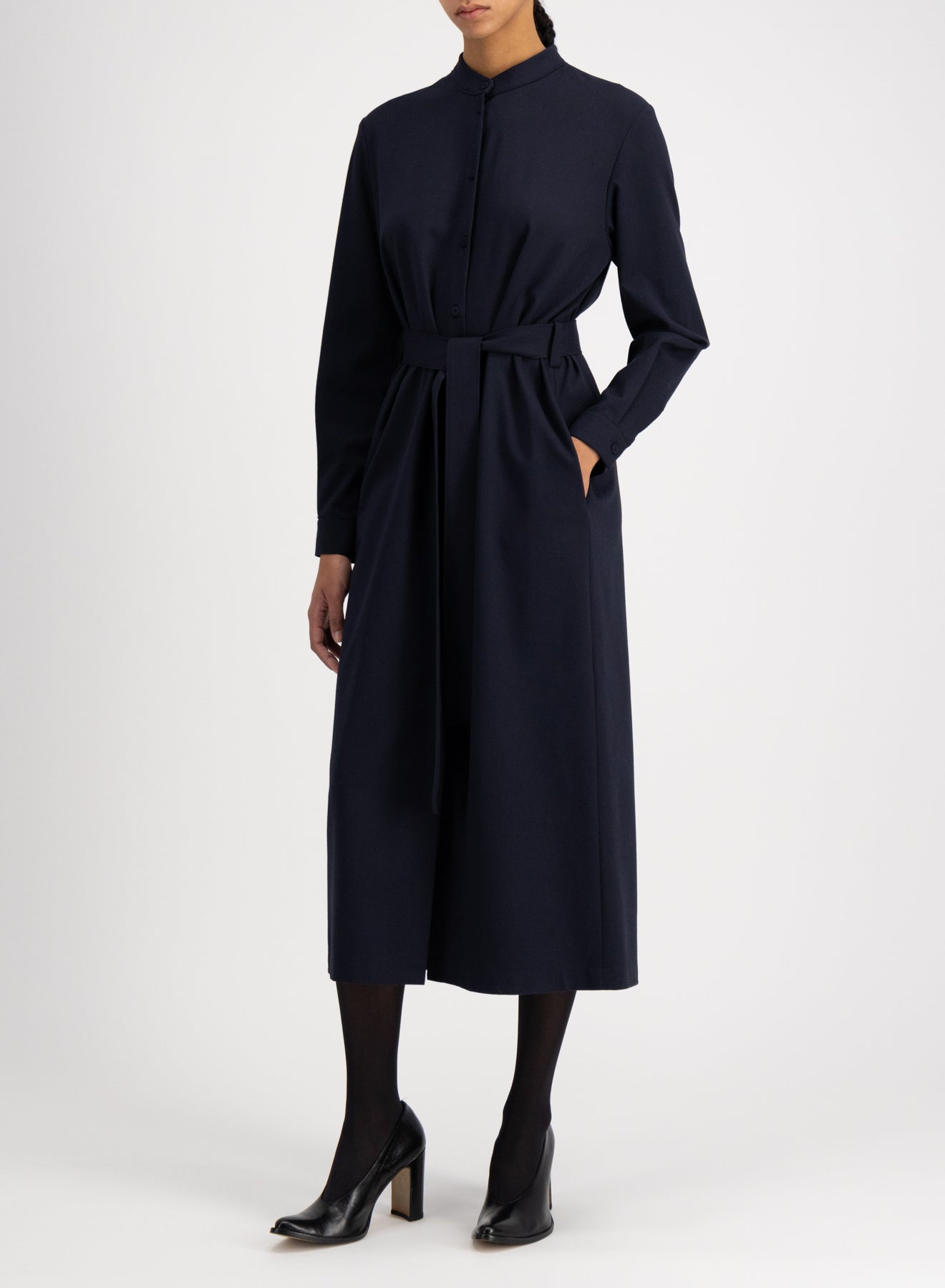 Long belted shirt dress on sale