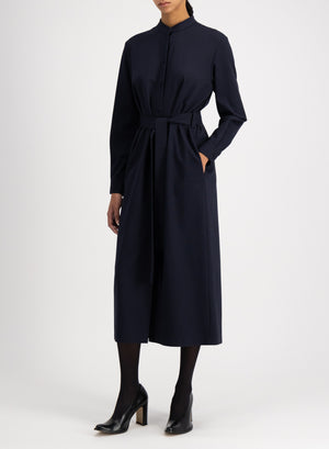 Long belted shirt dress viscose flannel