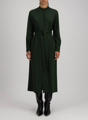 Long belted shirt dress superfine merino