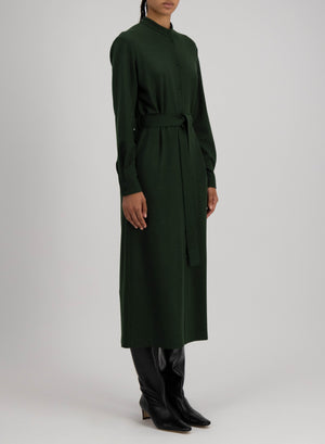 Long belted shirt dress superfine merino