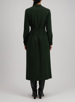 Long belted shirt dress superfine merino