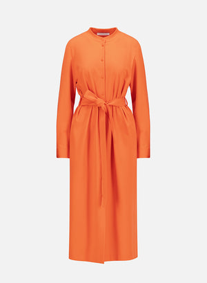 Long belted shirt dress techno viscose