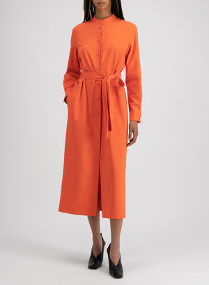 Long belted shirt dress techno viscose