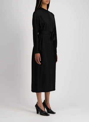 Long belted shirt dress rayon