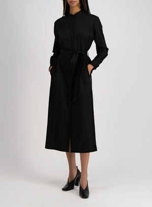 Long belted shirt dress rayon