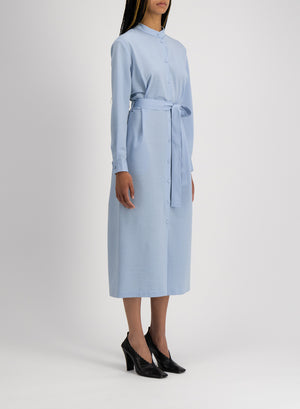 Long belted shirt dress coolmax seersucker