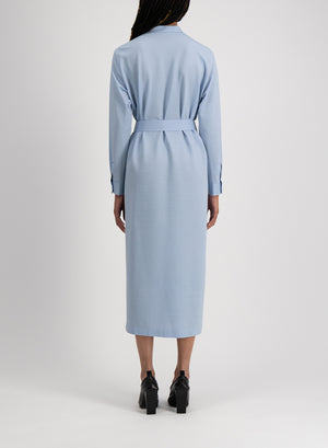 Long belted shirt dress coolmax seersucker