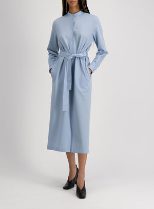 Long belted shirt dress coolmax seersucker