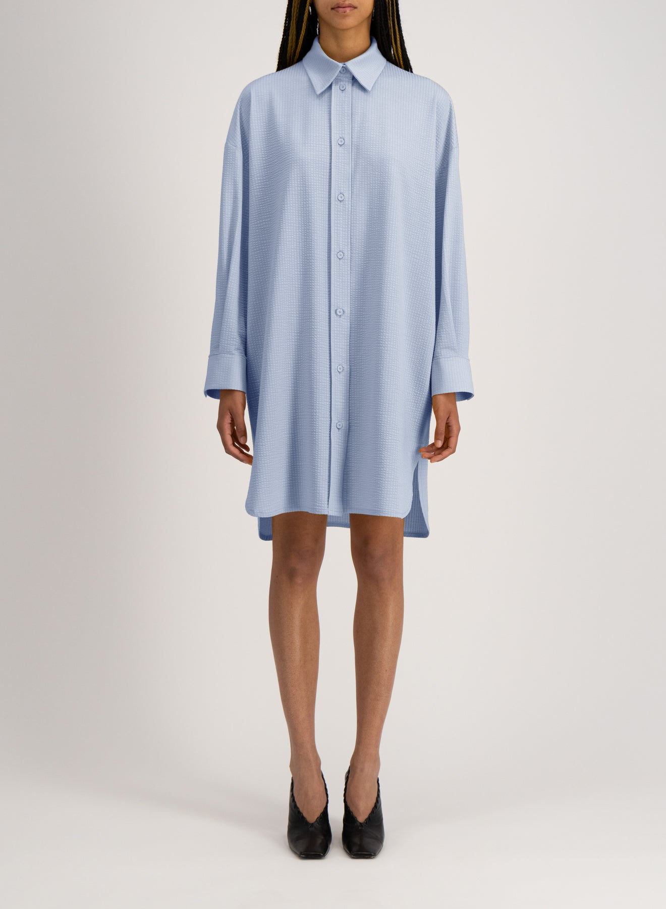 Oversized shirt dress coolmax seersucker