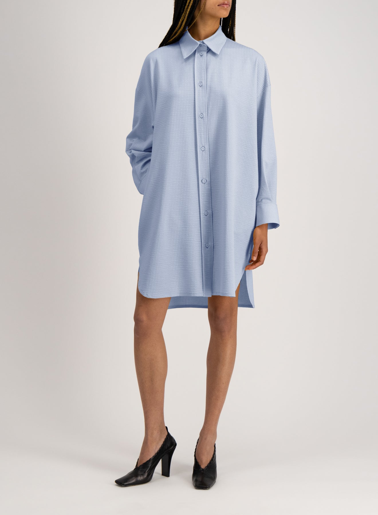 Oversized shirt dress coolmax seersucker