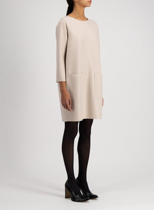 Geometric dress with pockets light pressed wool