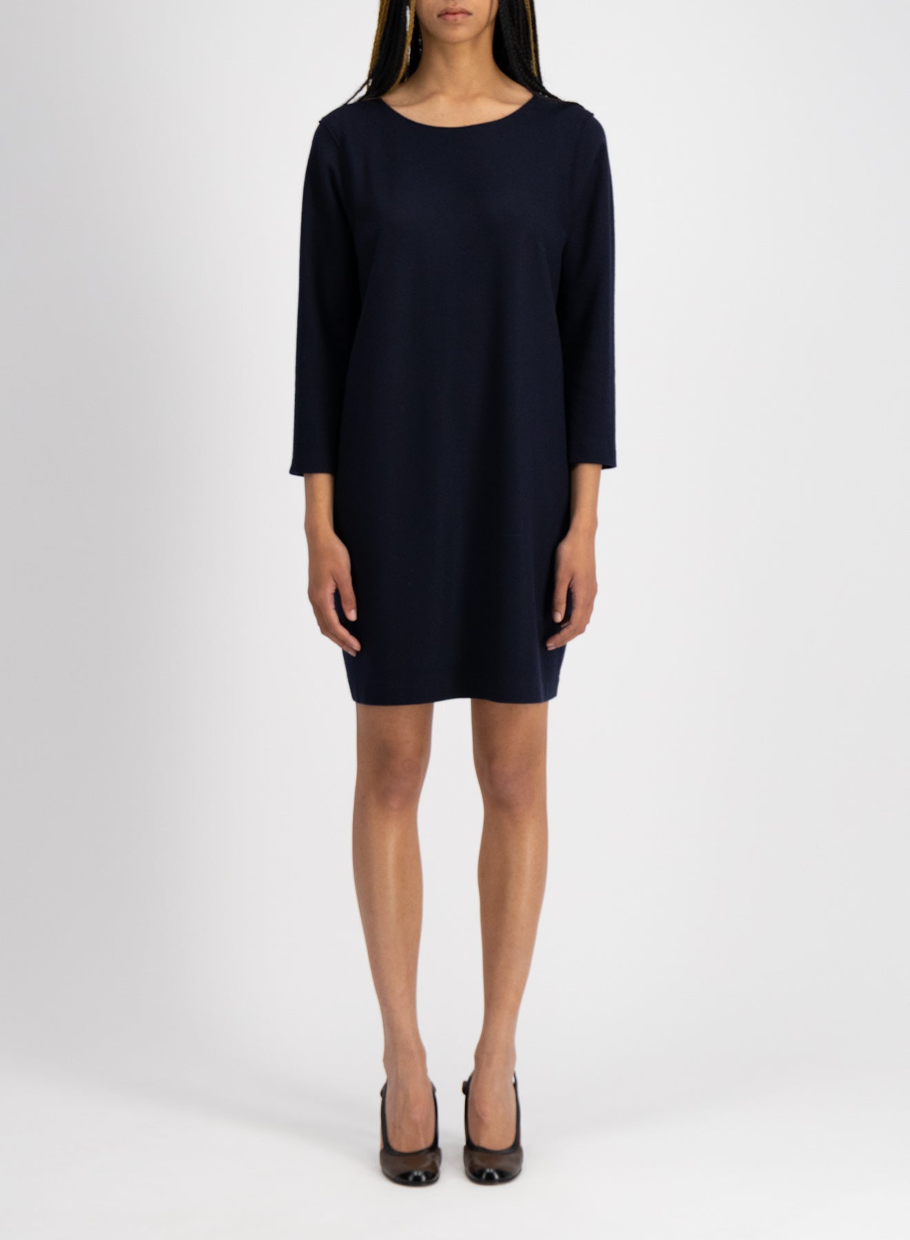 Geometric boxy dress superfine merino