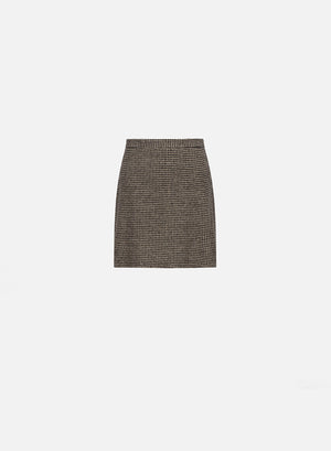 Mini skirt patterned wool & cotton blend moleskin texture