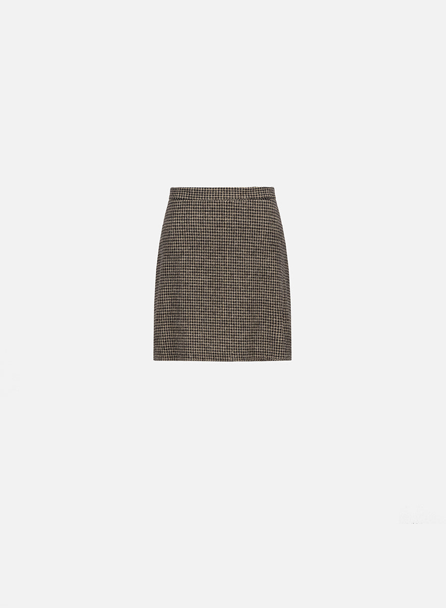 Mini skirt patterned wool & cotton blend moleskin texture