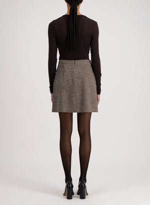 Mini skirt patterned wool & cotton blend moleskin texture