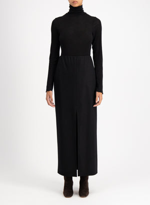 Front slit long skirt superfine merino