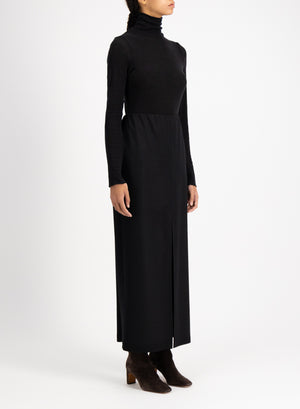 Front slit long skirt superfine merino