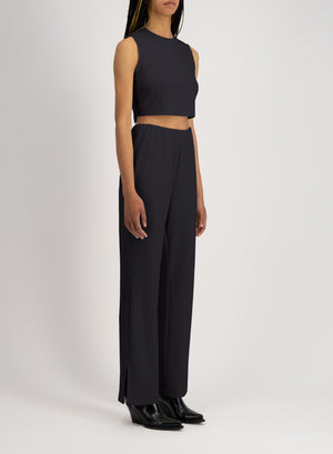 Side vent straight trousers techno viscose