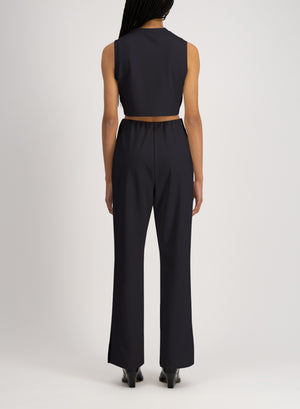 Side vent straight trousers techno viscose