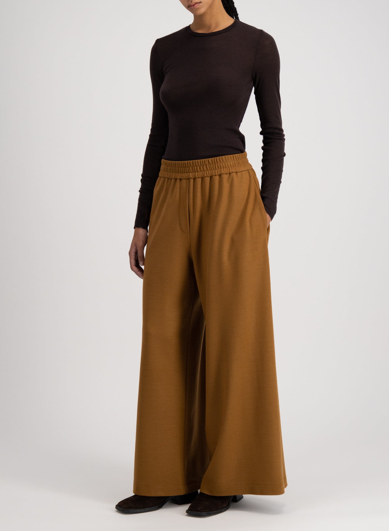 Palazzo jogging trousers superfine merino