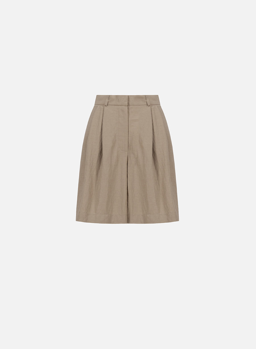 pleated bermuda rayon