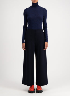 Wide-leg cropped trousers superfine merino