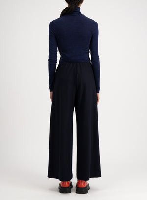 Wide-leg cropped trousers superfine merino