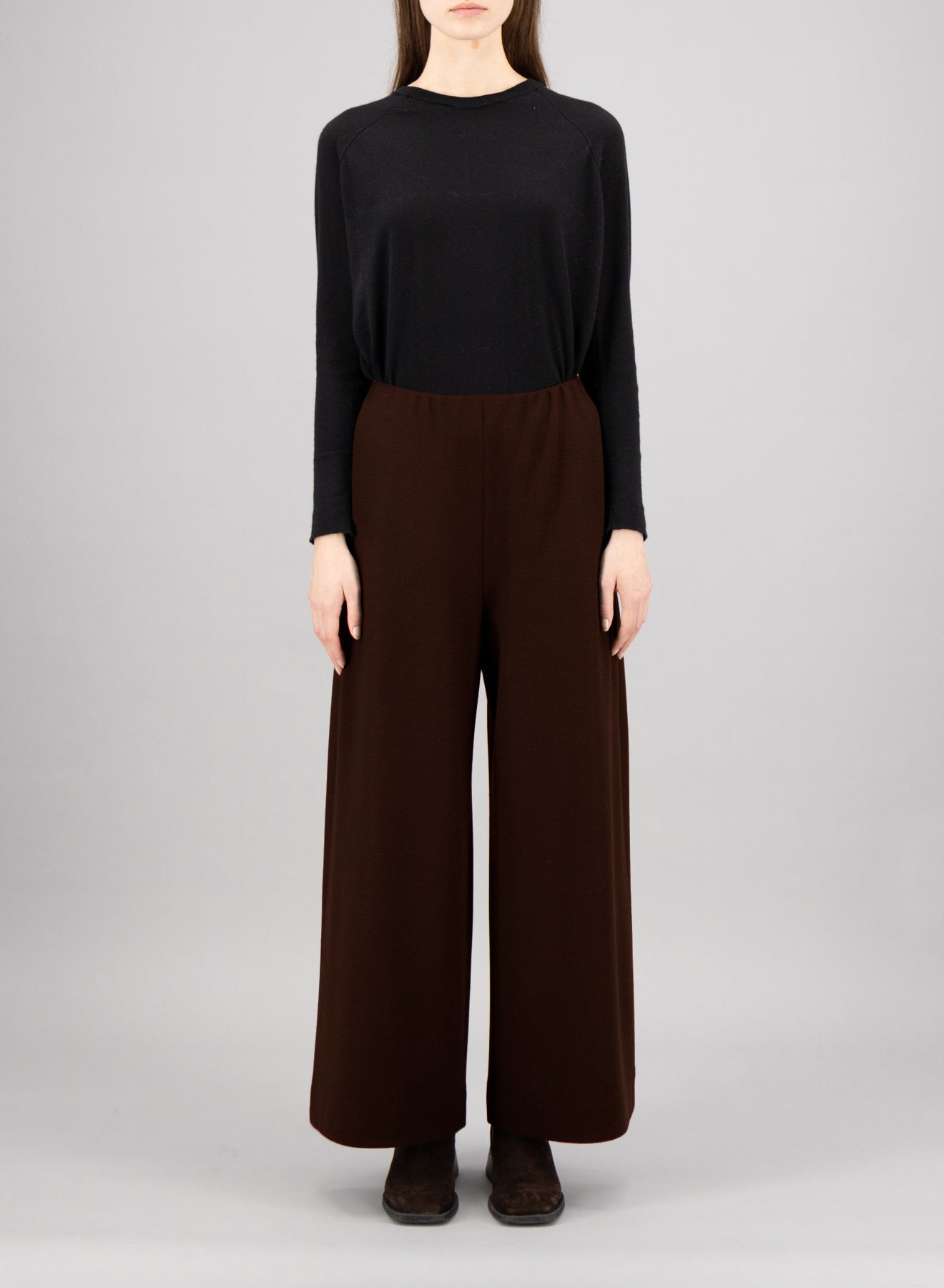 Wide-leg cropped trousers superfine merino