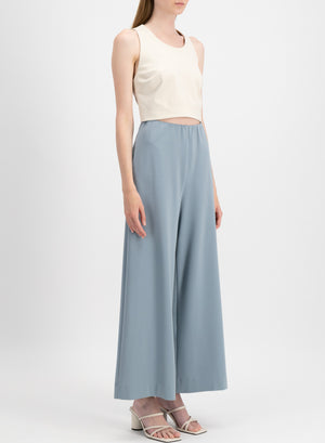 Wide-leg cropped trousers in techno viscose