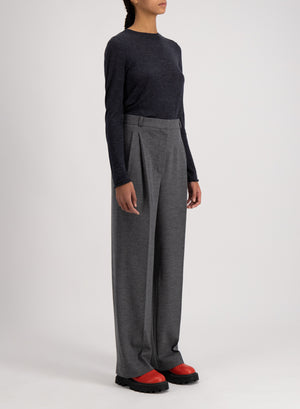 Double pleats trousers superfine merino