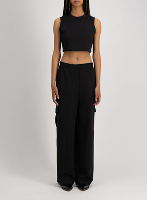 Wide leg cargo trousers techno viscose