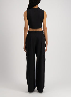 Wide leg cargo trousers techno viscose