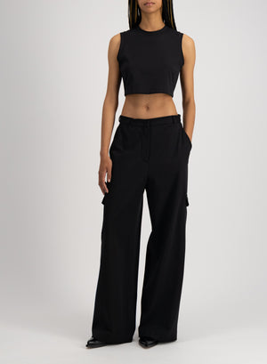 Wide leg cargo trousers techno viscose