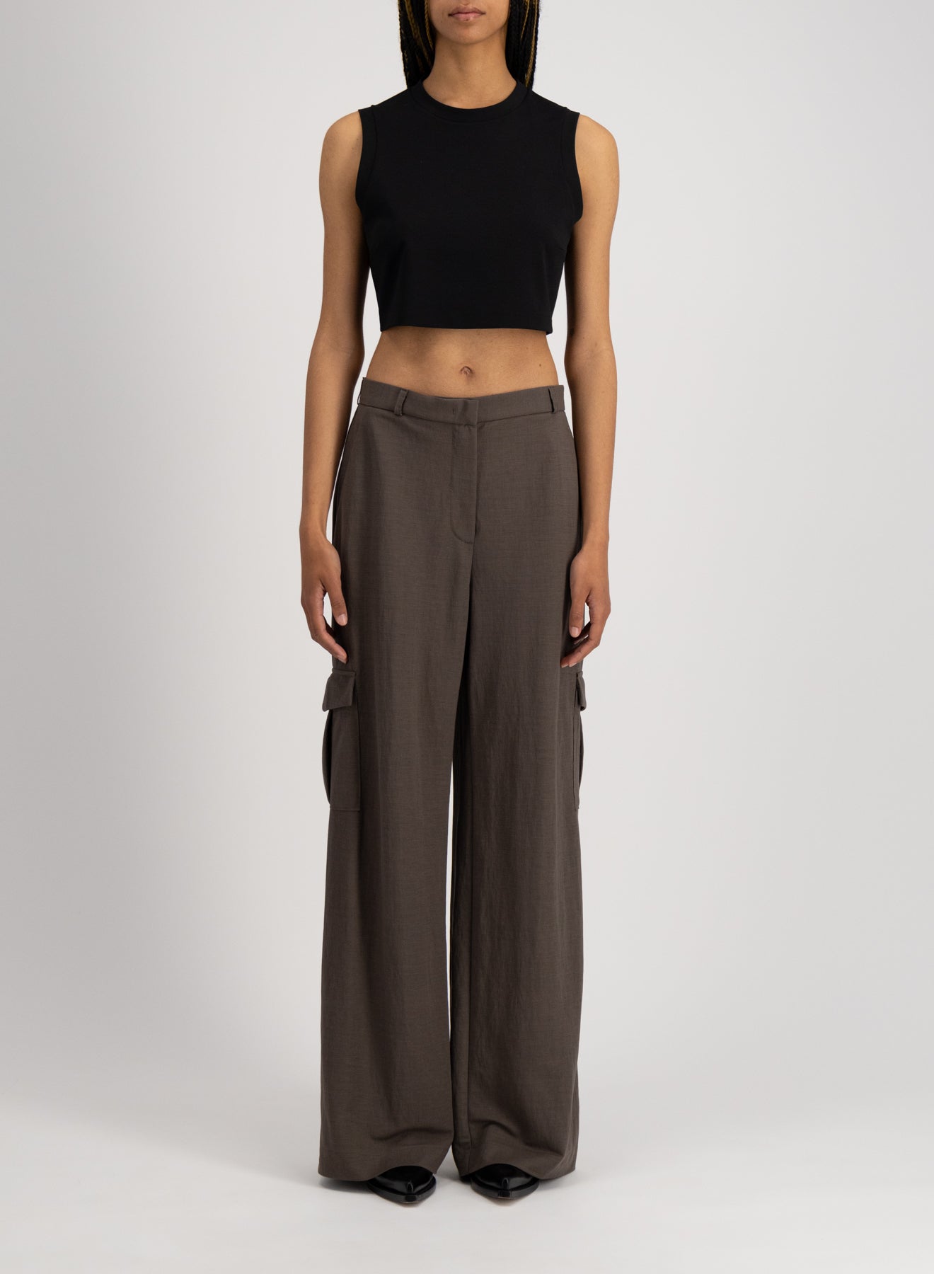 Wide leg cargo trousers rayon