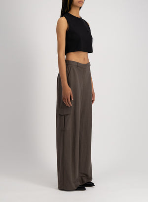 Wide leg cargo trousers rayon