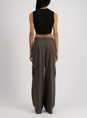 Wide leg cargo trousers rayon