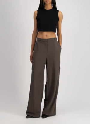 Wide leg cargo trousers rayon