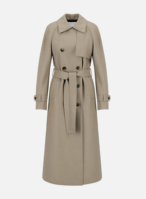 Long raglan trench in kight pressed wool