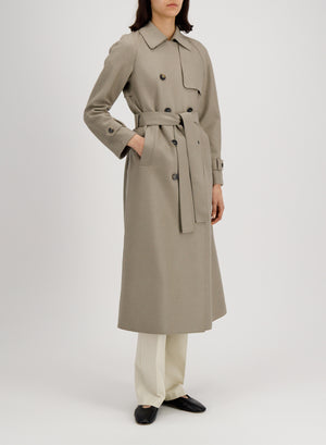 Long raglan trench in kight pressed wool