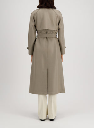 Long raglan trench in kight pressed wool