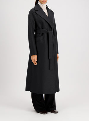 Long maxi coat in pressed wool