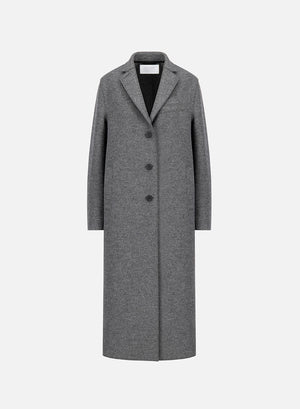 Long topcoat in pressed wool