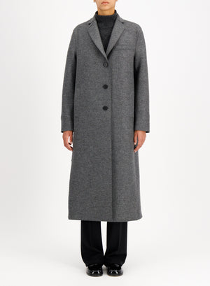 Long topcoat in pressed wool