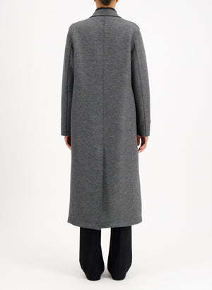 Long topcoat in pressed wool