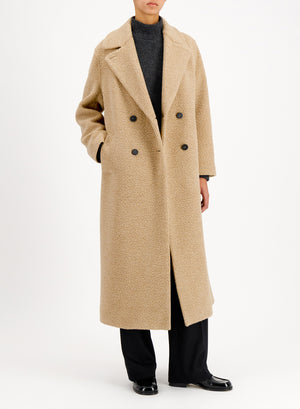Long coat in bouclè